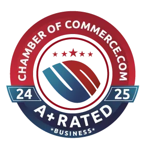Chamber of Commerce A+ Rated Business 2024 2025 badge
