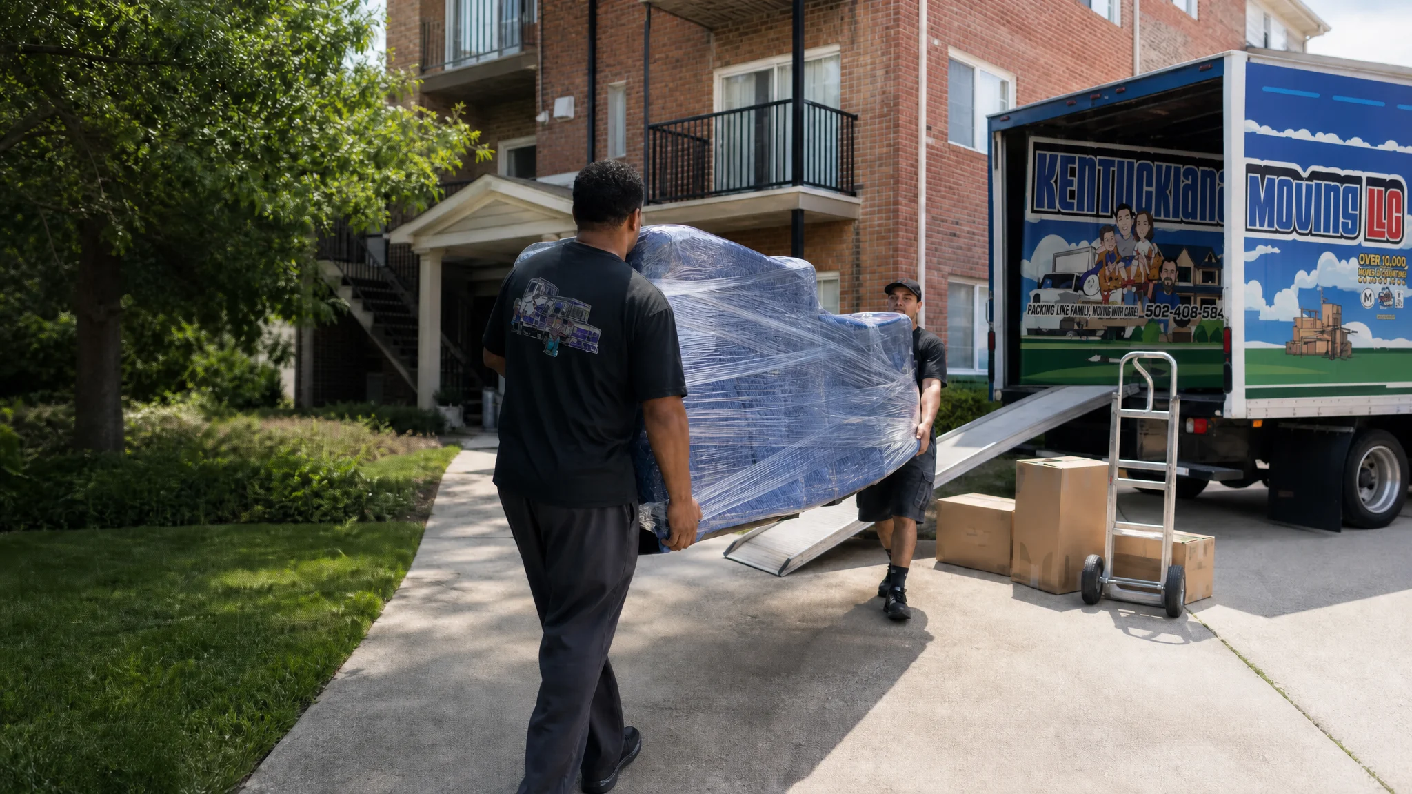 Kentuckiana Moving branded truck and crew for apartment and condo moves